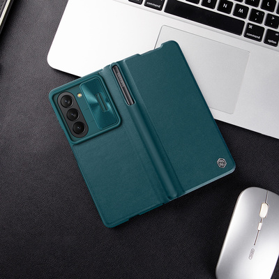 Nillkin Qin Leather Pro Leather Case with Camera Protector for Samsung Galaxy Z Fold 5 - Black