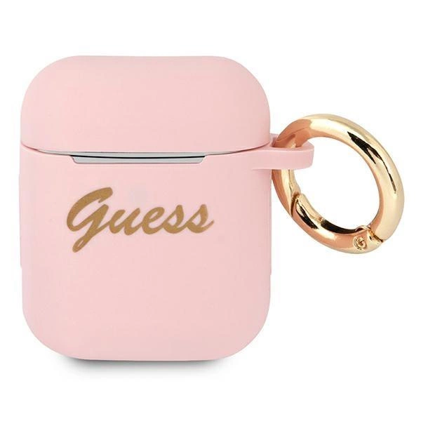 Guess GUA2SSSI AirPods cover pink/pink Silicone Vintage Script