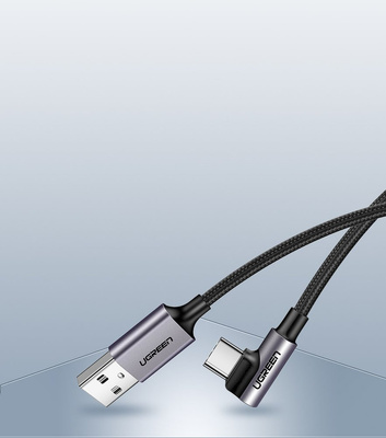 Ugreen US284 50942 USB-A (straight) / USB-C (angled) cable 3A 2m - gray