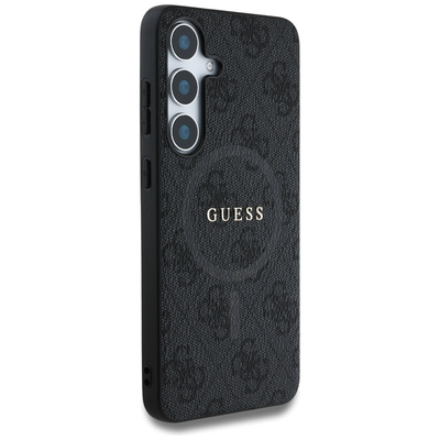 Guess Leder 4G Coloured Ring Classic Logo MagSafe Samsung Galaxy S25 Plus Hülle schwarz
