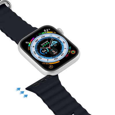 Dux Ducis Strap Watch 9 / 8 / 7 / 6 / 5 / 4 / 3 / 2 / SE (41 / 40 / 38 mm) Silikonband-Armband Grau (OceanWave-Version)