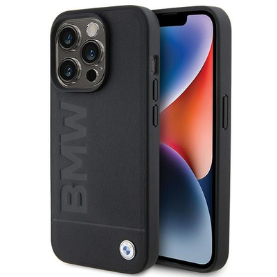 BMW MagSafe Leather Hot Stamp case for iPhone 15 Pro Max - black 