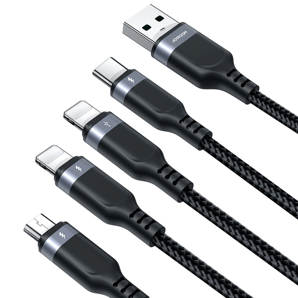 Joyroom Multi-Use Series S-A18 4in1 USB-A - USB-C / Lightning / Lightning / Micro-USB-Kabel 1,2 m - Schwarz