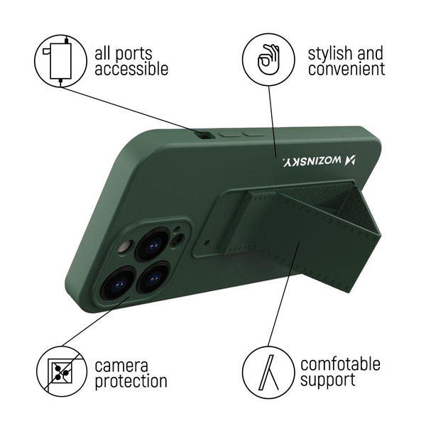 Wozinsky Kickstand Case Silikonhülle mit Ständer für iPhone 12 Pro dunkelgrün