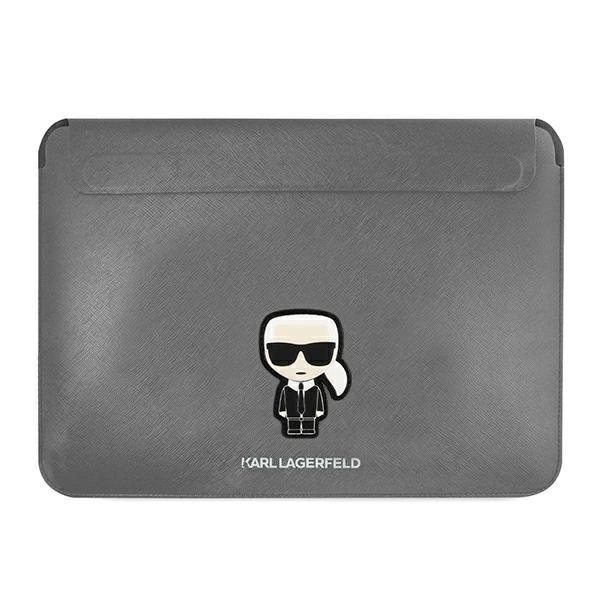 Pokrowiec Karl Lagerfeld Saffiano Ikonik Karl na laptopa 16'' - srebrny