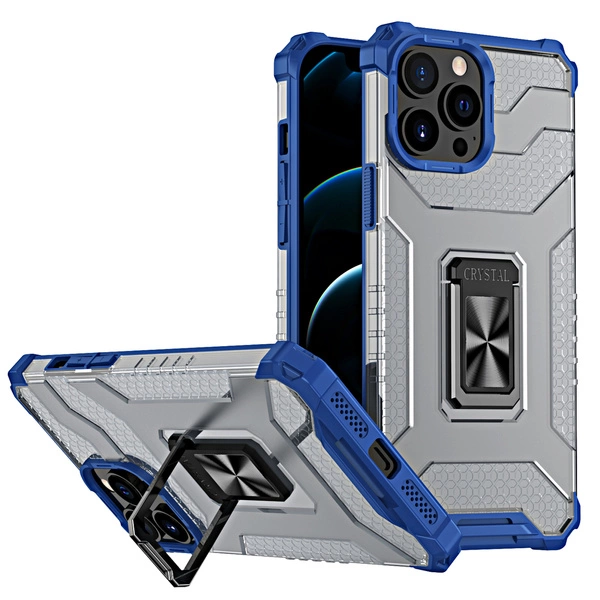 Crystal Ring Case pancerne hybrydowe etui pokrowiec + magnetyczny uchwyt iPhone 11 Pro Max niebieski