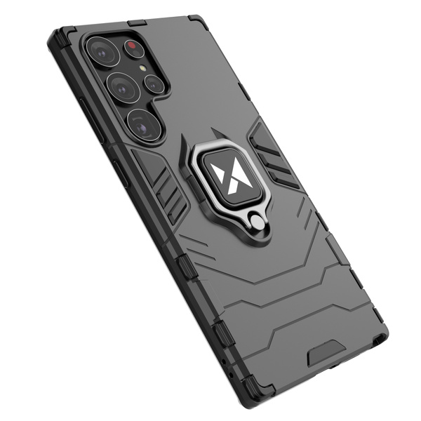 Wozinsky Ring Armor case for Samsung Galaxy S23 Ultra armored cover magnetic holder ring black