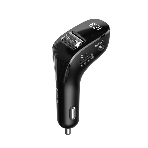 Передавач Baseus F40 FM аудіопередавач Bluetooth AUX порт автомобільний зарядний пристрій 2x USB 15W 2A чорний (CCF40-01)