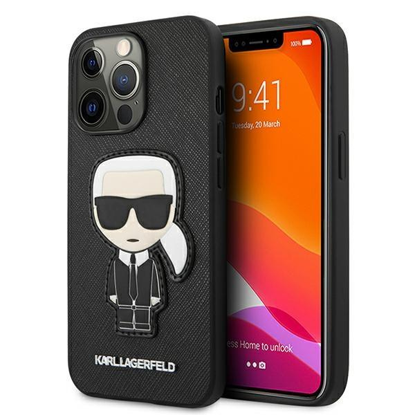 Karl Lagerfeld KLHCP13XOKPK iPhone 13 Pro Max 6,7 &quot;чорний / чорний жорсткий чохол Saffiano Ikonik Карла патч